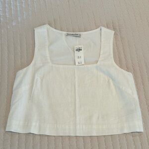 Abercrombie White Linen Blend Cropped Tank S